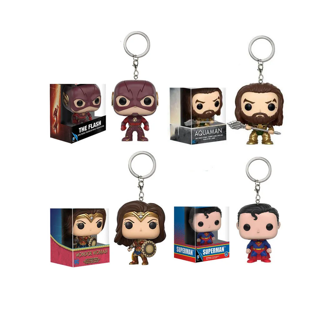 FUNKO Лига Справедливости вспышка чудо женщина Супермен Аквамен Карманный Брелок