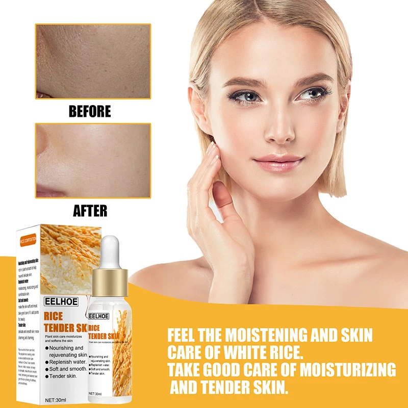 

Eelhoe Rice Whitening Serum Moisturizing Cream Anti-wrinkle Anti Aging Remove Face Fine Line Acne Essence Face Skin Care QBMY