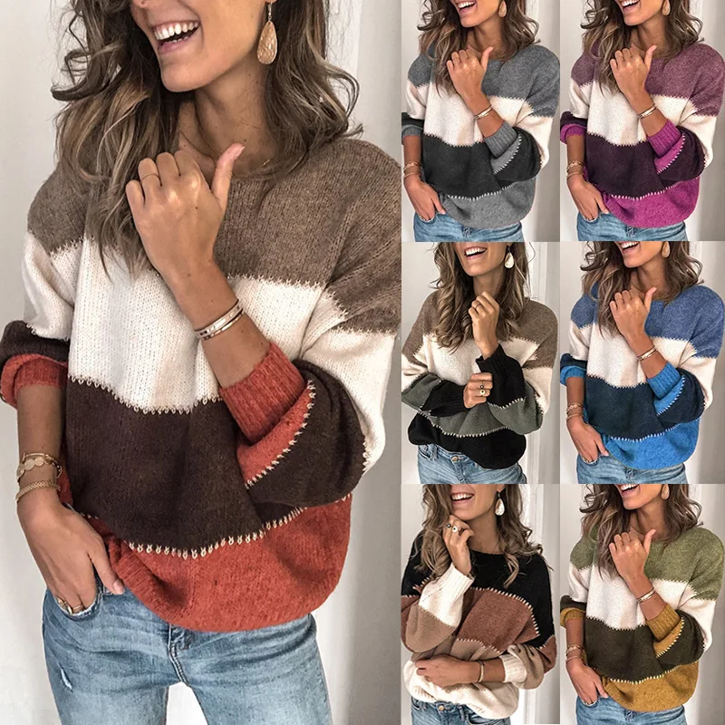 Taniafa Женский пуловер с круглым вырезом свитер зимний теплый Модный вязаный