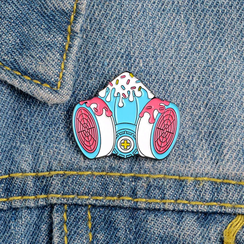 GDHY Melty Gas Mask Brooches Ice cream Candy mask Enamel Pin Lapel Shirt Bag Badge Cartoon Pastel Jewelry Gift for Friends | Украшения и