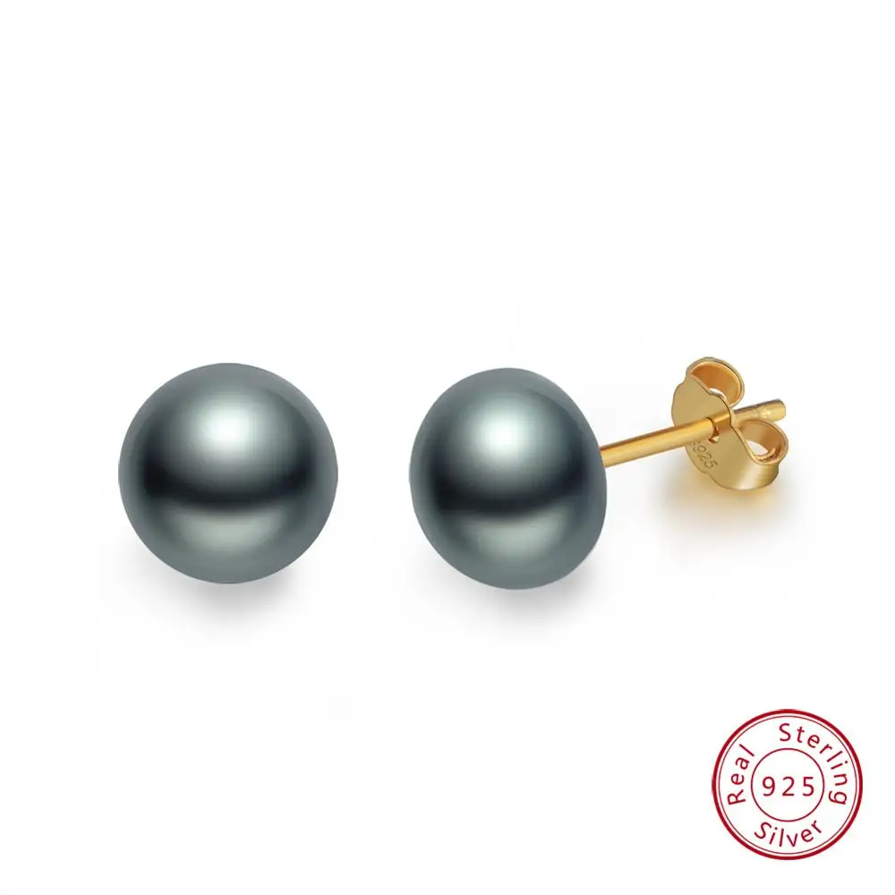 BE86-G-H Effie queen, настоящее 925 пробы, серебряные серьги-гвоздики для женщин, настоящий пресноводный жемчуг, 8 мм, серебряный цвет, вечерние ювелирные изделия, подарок BE86 - Цвет камня: BE86-G-H