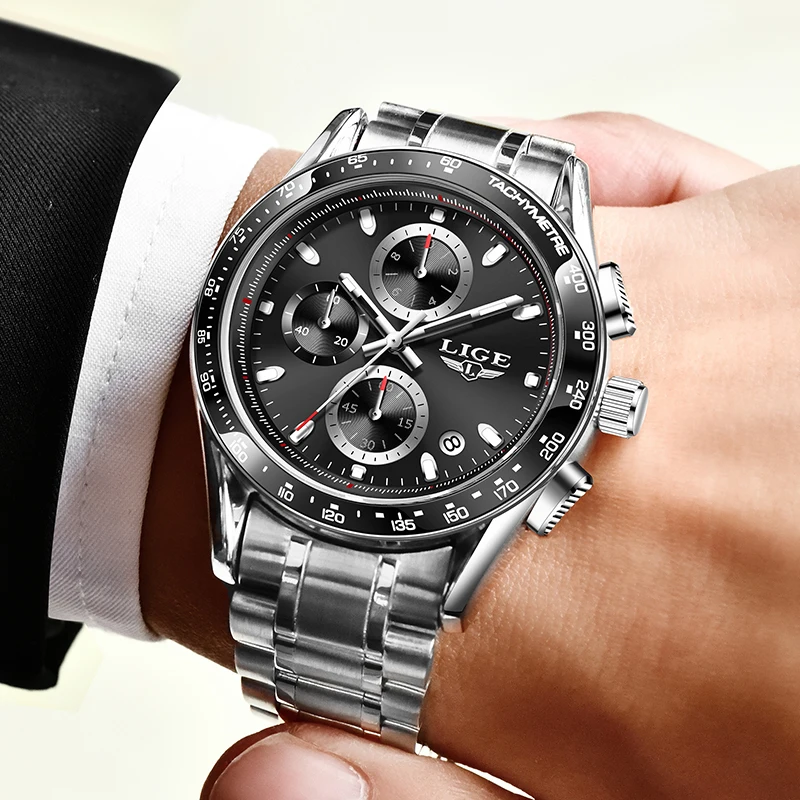 Часы LIGE мужские с календарем водонепроницаемые многофункциональные | Наручные