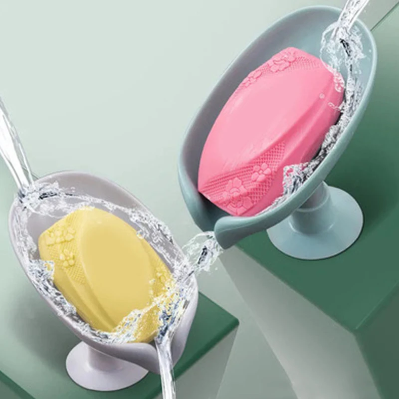 

Creative Leaf Shape Soap Box Convenient Household Items Solid Color Simple All-match Standing Soap Box Irregular Soap Shelf