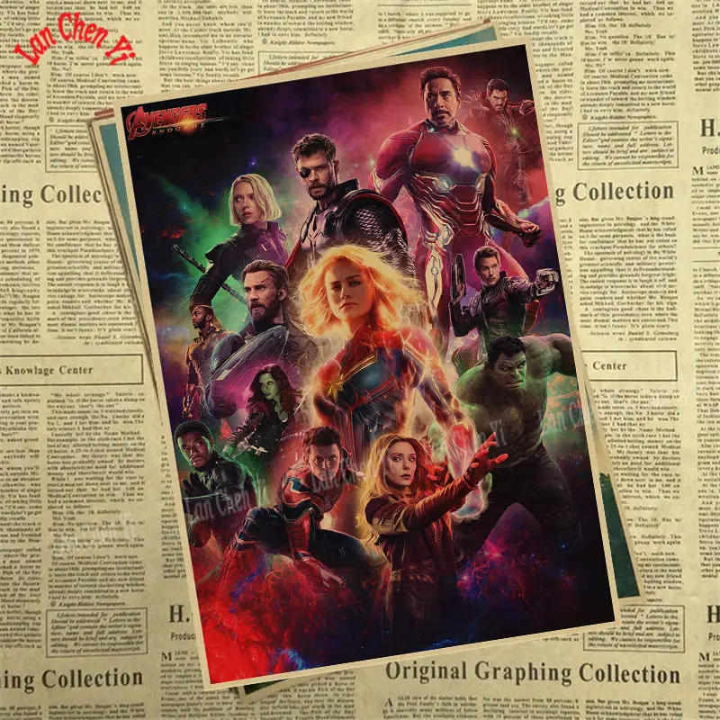Темно-серый Marvel Фильм Мстители: эндшпиль крафт-бумага плакат художественный напечатанный номер живопись наклейки на стену - Цвет: Темно-серый