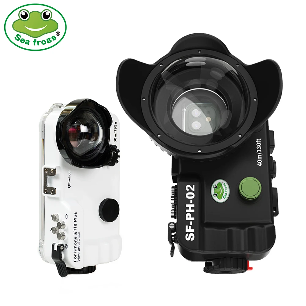 Защитный чехол Seafrogs для дайвинга, 60 м, для iPhone X, 6, 7, 8 Plus, XS, Max, XR, с широкоугольным объективом и красным фильтром