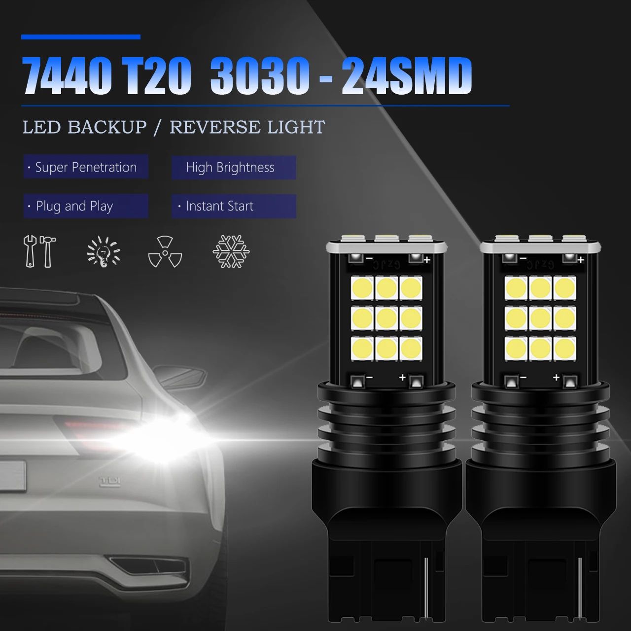 Светодиодные лампы высокой мощности T20 7443 W21/5W 7440 W21W CAN-bus дневные ходовые