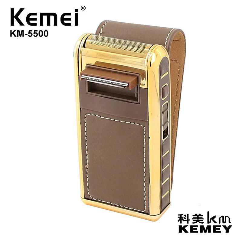 

Бритва Kemei KM-5500 с кожаной оболочкой, портативный триммер, перезаряжаемая Мужская электрическая бритва для чистки