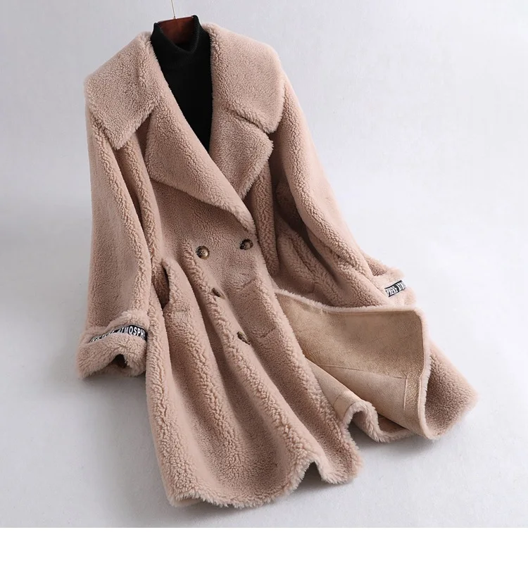 Abrigos mujer invierno шерстяное зимнее пальто, Женское пальто из овечьей шерсти с меховым воротником, верхняя одежда, настоящая цена, одежда