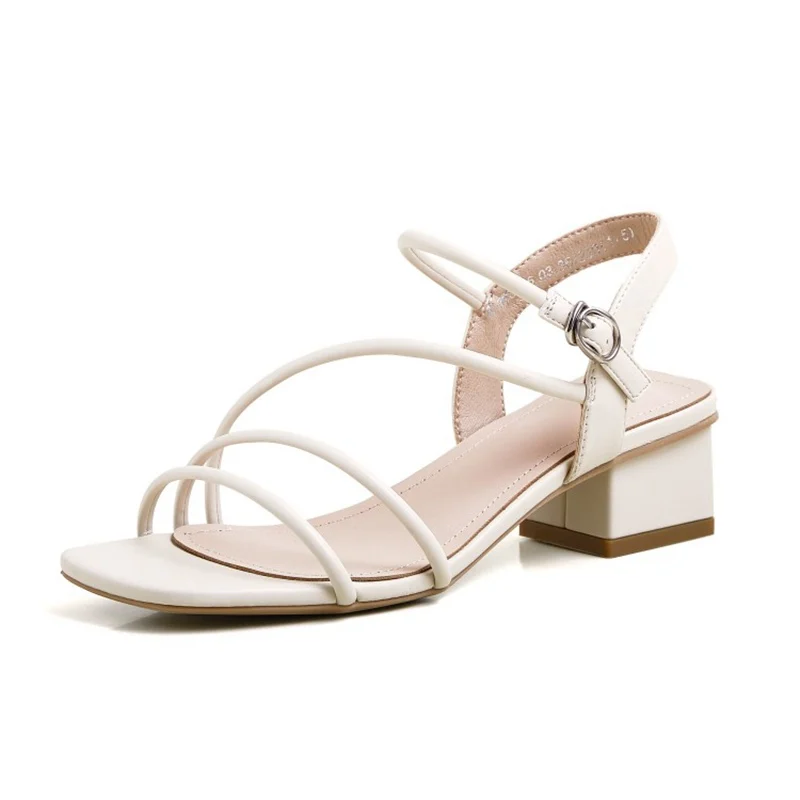 FITWEE женские босоножки из натуральной кожи на толстом каблуке с пряжкой для