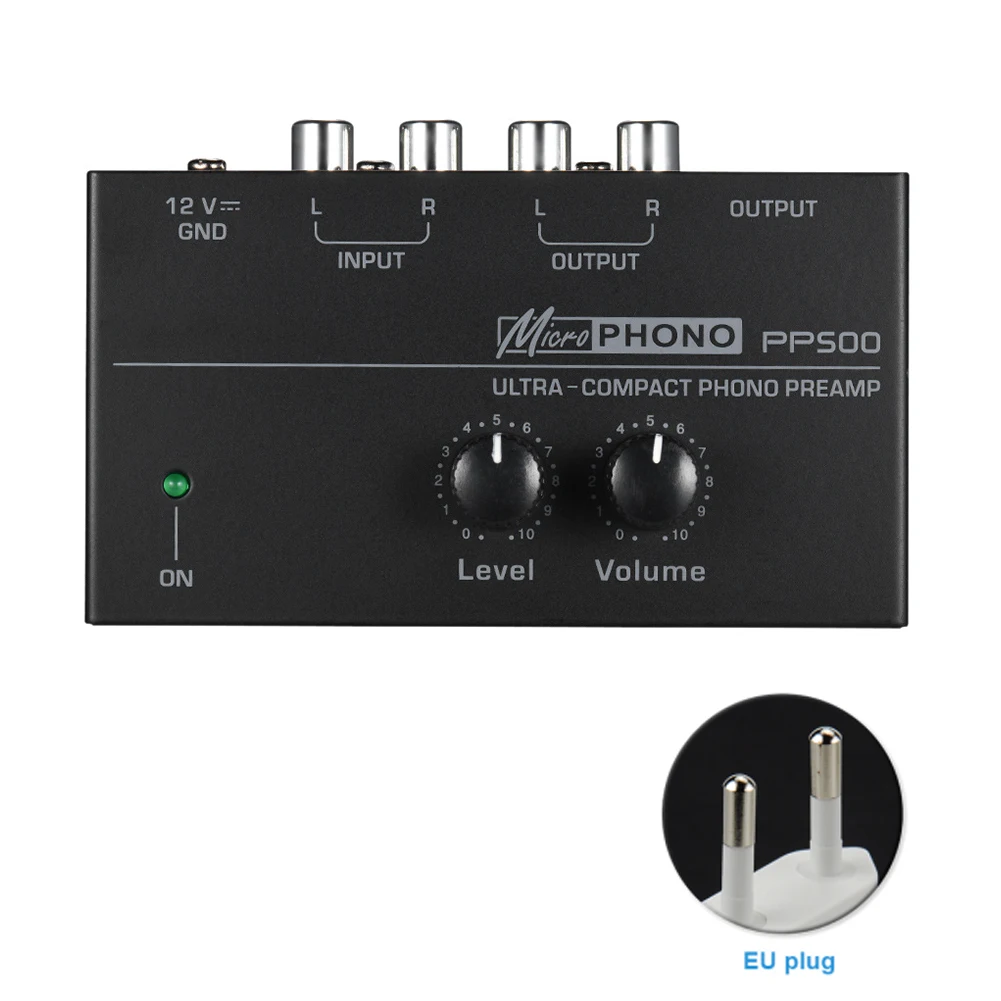 

PP500 Home Turntable Preamplifier Phonograph Interface Portable Phono Preamp Ultra Compact Metal With Level Volume Controls