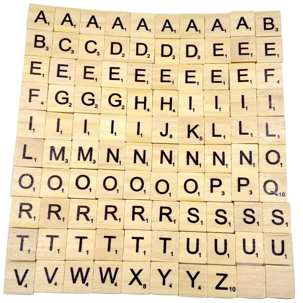 100 деревянные плитки Scrabble черные буквы цифры для рукоделия алфавиты игрушки