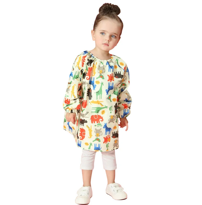 Lovely Girls Boy Bibs Infant Long Sleeve Waterproof Baby Feeding Smock Apron Children Coverall Bib Toys Bebe Painting Kids | Мать и