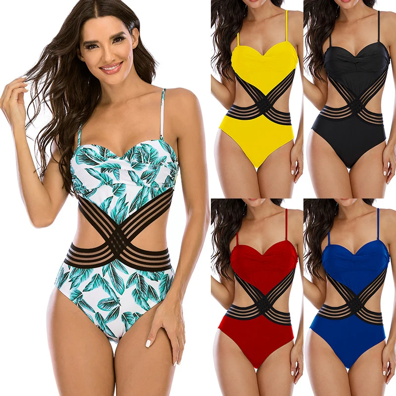 

Cut Out One Piece Swimsuit Women Push Up Swimming Suit Bathing Suit Halter Beachwear Monokini XL One Piece Swimwear Women 2022