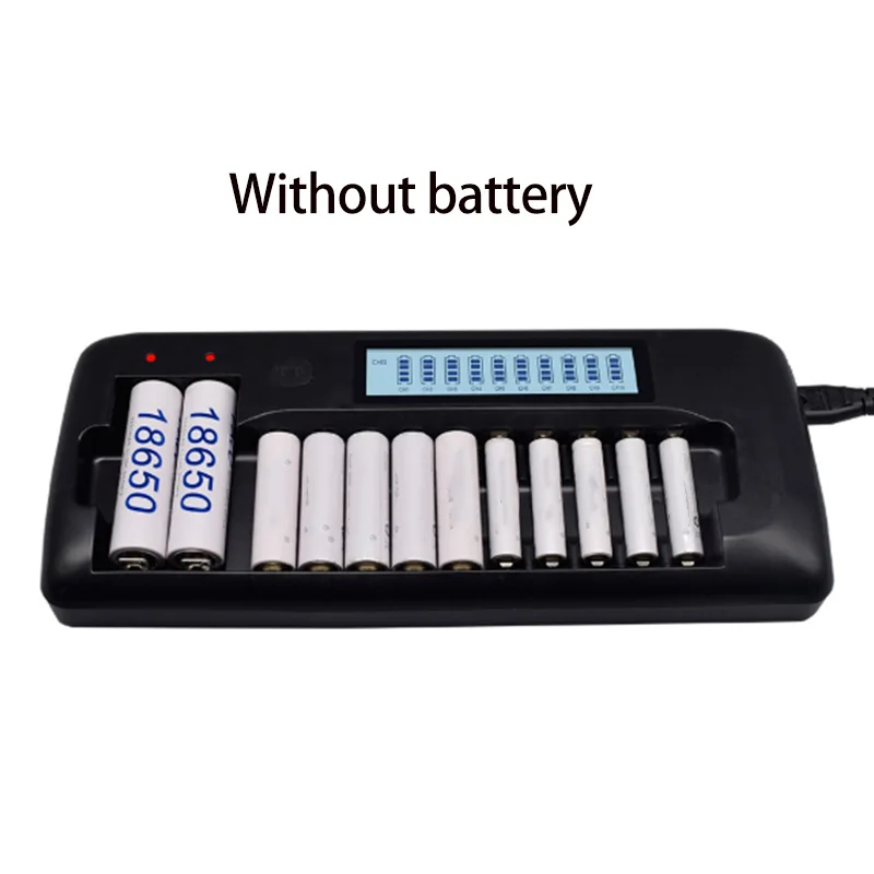 

10-Slot LCD Smart Battery Charger Can Charge 1.2V NiMH AA/AAA/18650/3.7V Lithium Battery-EU Plug