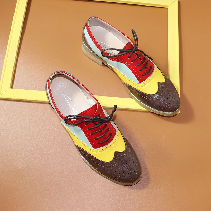 

Women Oxford Brogues Shoes Genuine Leather Loafers For Woman Sneakers Female Oxfords Ladies Laces Single Shoes 2020 Steinmeier