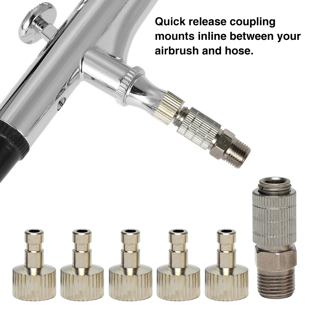 

6pcs Quick Release Disconnect Coupling Connector Power Tool Adapter Air Brush Replacement Parts 1/8" Fittings Part Easy Install