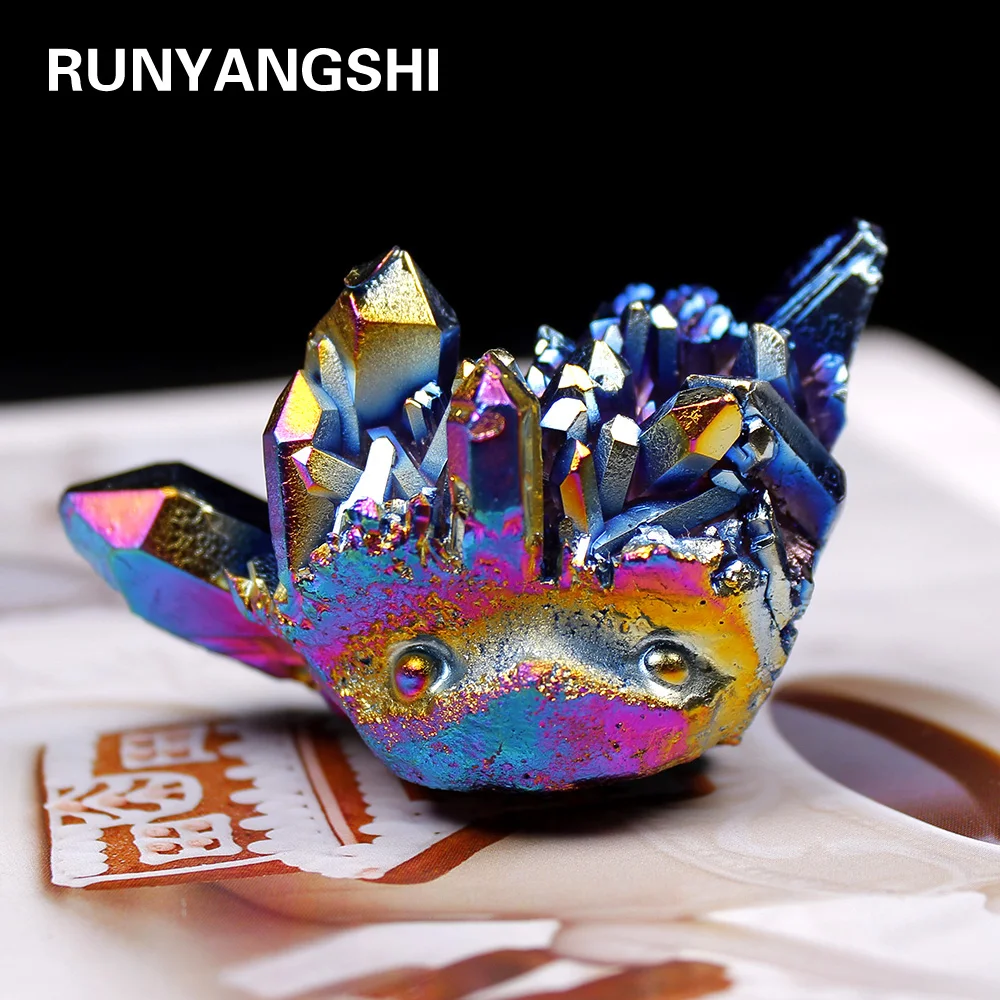 Runyangshi 1 шт. натуральный Кристальный камень ручной резной Радужный Ежик с