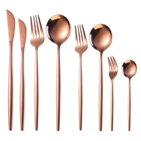 gold dinnerware set dessert fork spoon knife cutlery steel silverware multicolor stainless steel cutlery set dishwasher safe
