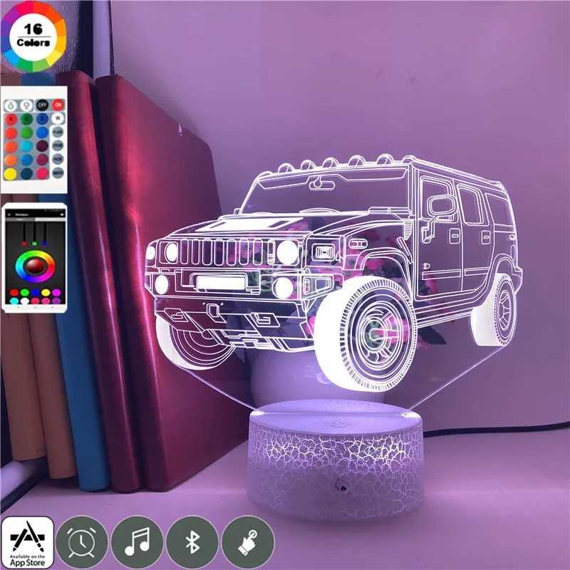 Jeep USB 3D иллюзия ночной Светильник для детской спальни распылитель настольная