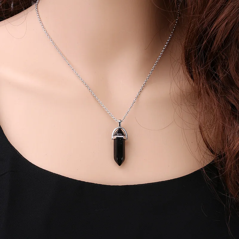 

1PC Natural Crystal Amethyst Rose Quartz Crystal Point Pendant Quartz Mineral Jewelry Couple Decoration Holiday DIY Gift Jewelry