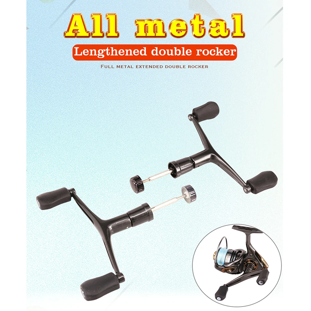 

Metal Fishing Reel Double Rocker Handle Grip With Knob Reel Rocker Arm Replacements Lightweight Spinning Reel Handle Accessory