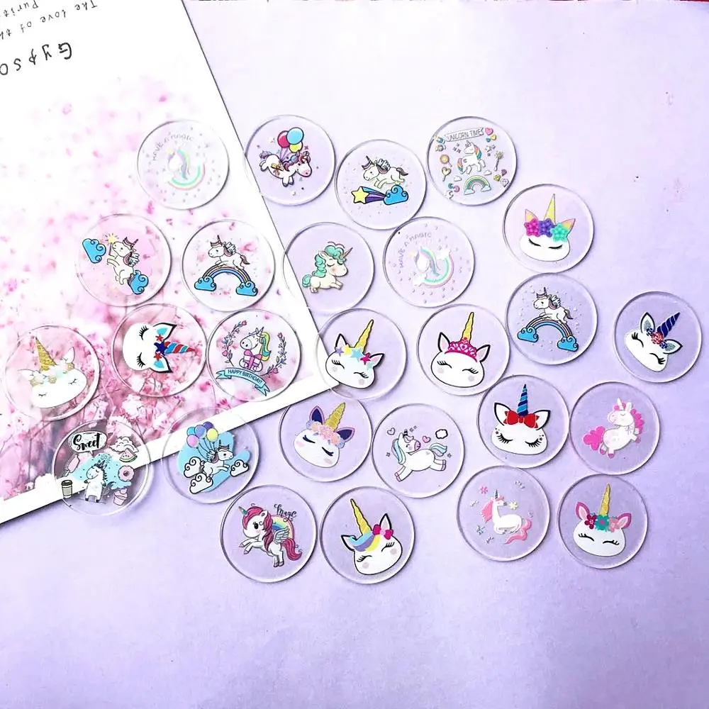 Смешанный акриловый плоский Единорог дизайн вафли Смола сделай сам украшение