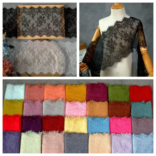 

9 Meters/lot Wholesale Wide 20cm Navy Blue/dark Grey/pink Eyelash Lace Trimming Hollow Sexy Underwear Diy Accessories