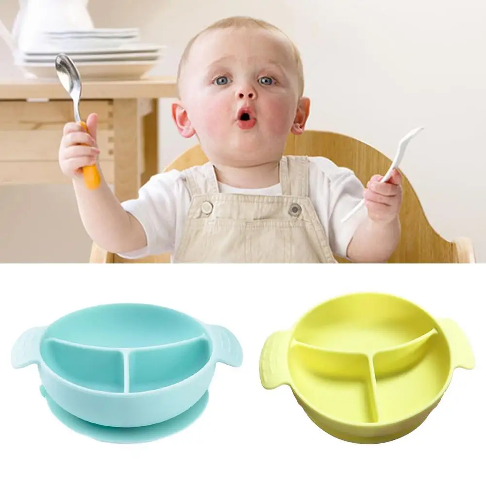 

Baby Silicone Dining Plate Cute Baby Feeding Bowl With Training Children Cup Suction Tableware Dishes Non-Slip Handle Botto O3K0