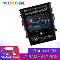 wekeao vertical screen tesla style 12 1 1 din android 10 car multimedia dvd navigation car radio for ford mondeo 2013 wifi 4g