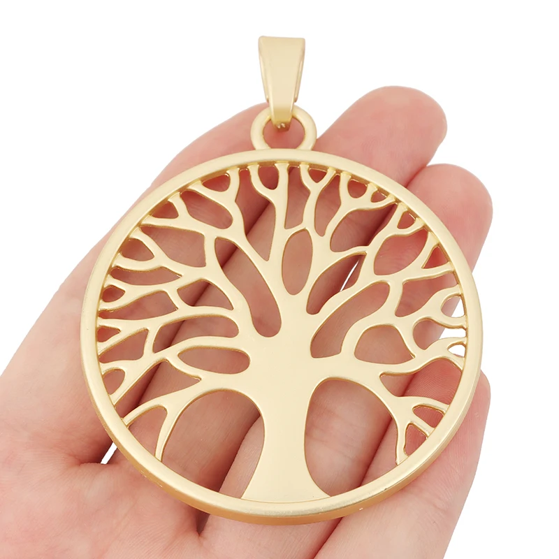 

1 x Matte Gold Color Hollow Out Tree of Life Round Charms Pendants For DIY Necklace Accessories 60x60mm