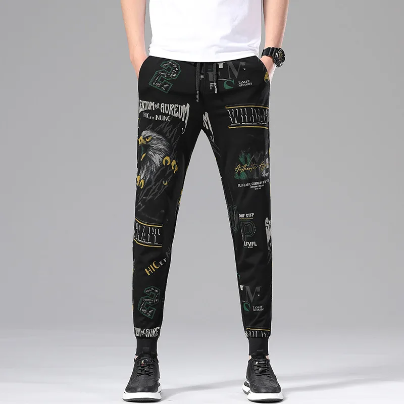 

21 spring men's trendy casual pants youth Harlan Leggings men's elastic sports Capris