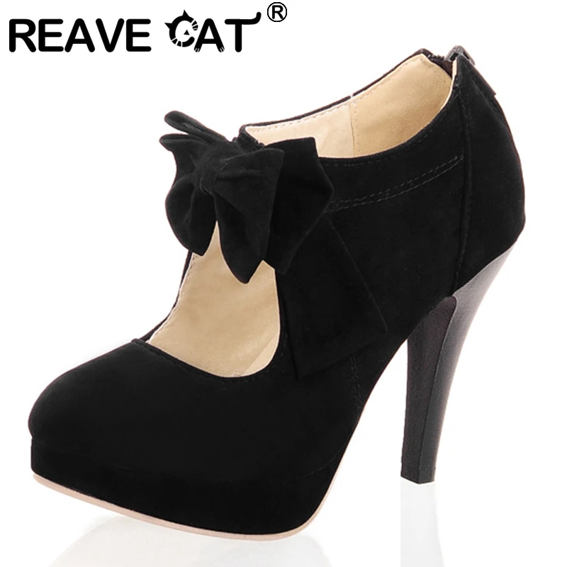 

Женские туфли-лодочки на платформе REAVE CAT, привлекательные милые туфли на высоком каблуке с бантом, элегантные праздничные свадебные туфли н...