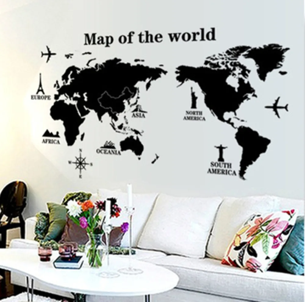 

Removable Paper For Decor 3d Crystal Stereo Wall Sticker For Kids Rooms Decals House Sticker Girls World Map Sticker