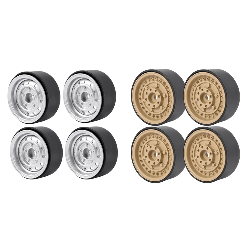 

8Pcs Metal 1.9Inch Beadlock Wheel Rim Hub For 1/10 Axial Scx10 90046 Traxxas Trx4 Rc4wd D90 D110 ,Silver/Yellow