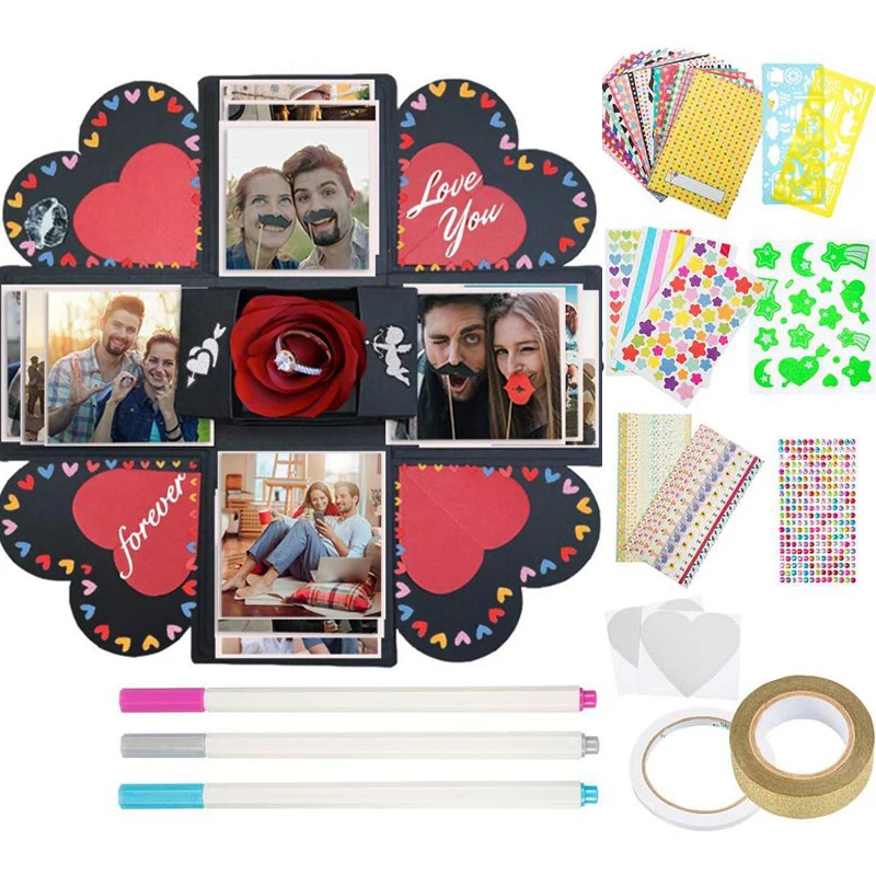 Взрывная коробка подарок юбилей альбом День рождения Святого Валентина DIY Ouwarm