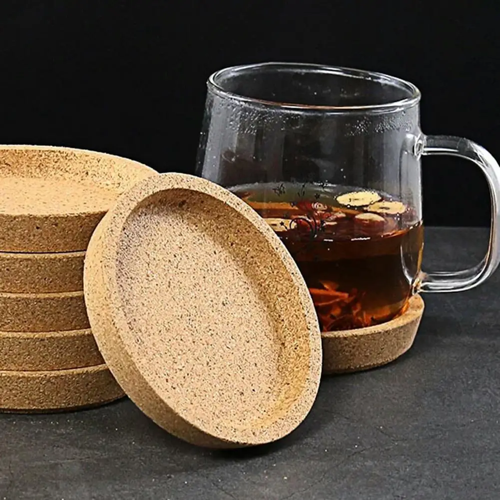 

Hot Sales!! 2Pcs Placemats Rustic Heat Insulation Wood Round Cork Coasters for Home