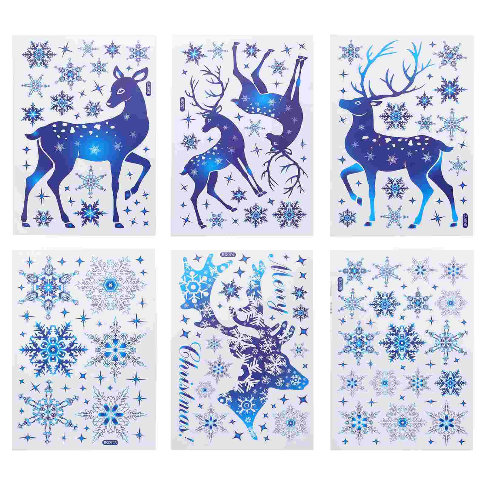 

6pcs Christmas Elk Stickers Christmas Wall Stickers Christmas Window Decals