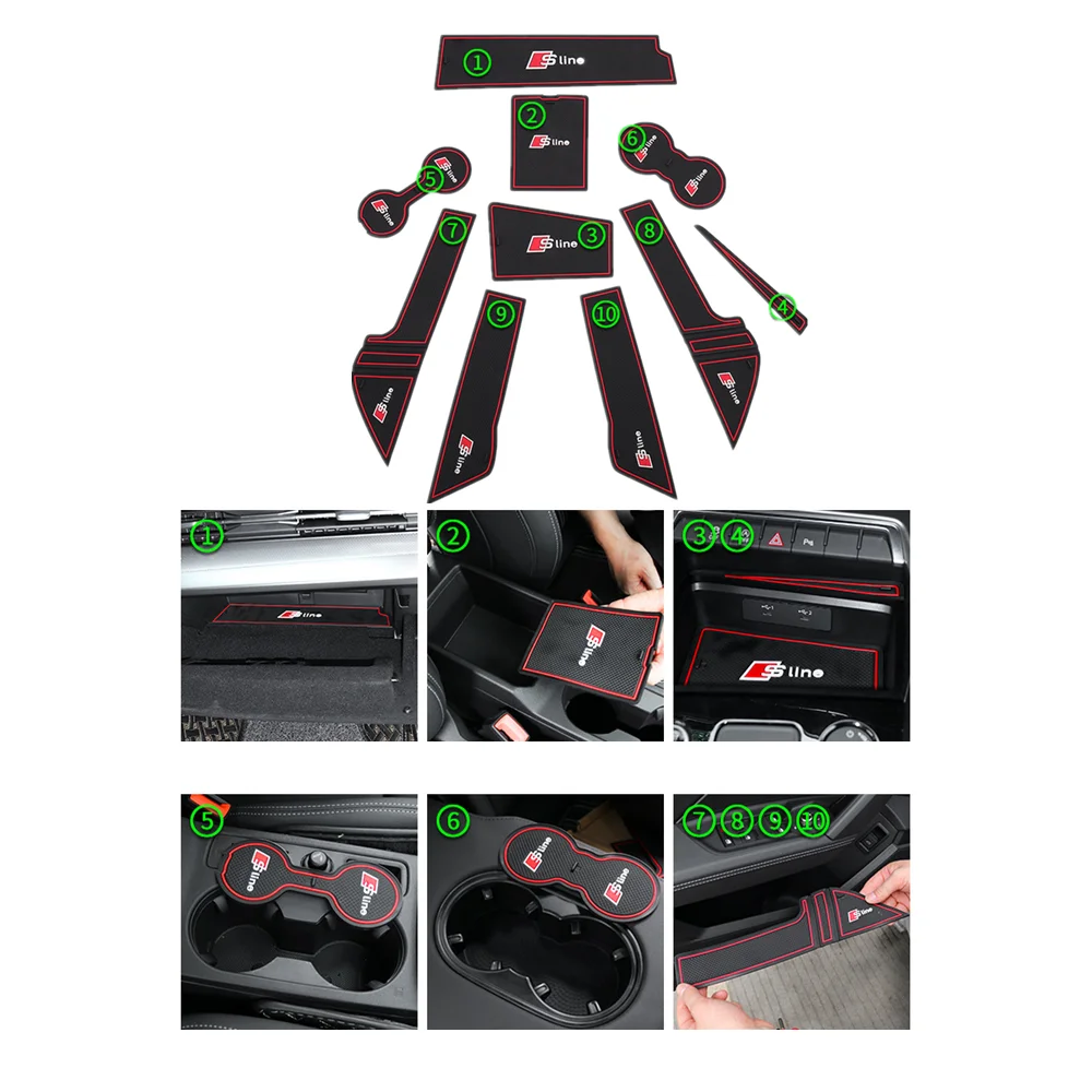 

Anti-Slip Gate Slot Pads Car Cup Mats for Audi A3 2021 Door Pad/Cup Non-slip Pad Car Interior Accessories