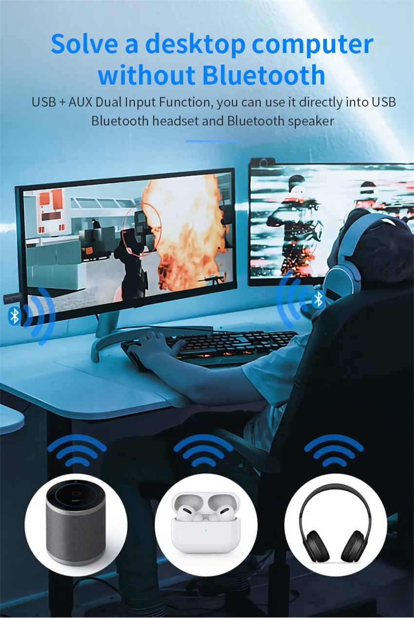 Bluetooth-передатчик для наушников 5 0 + EDR 3 мм AUX-разъем | Электроника
