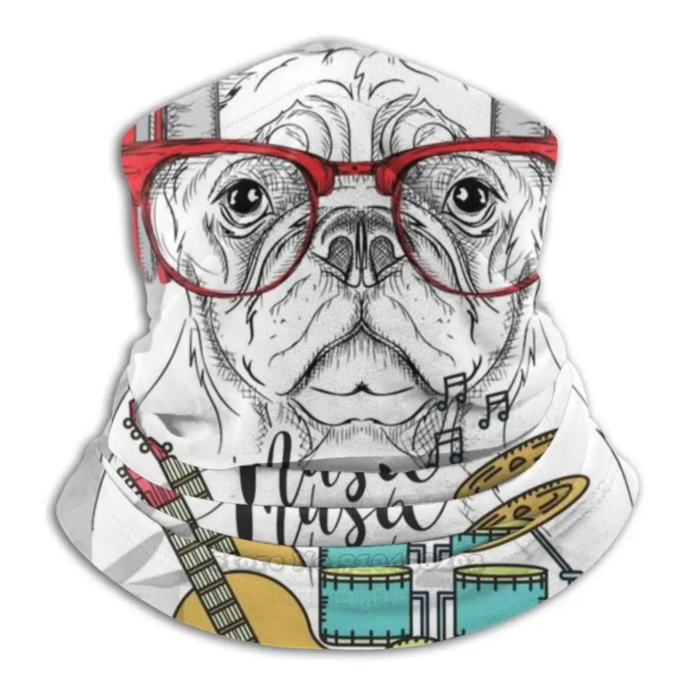 Забавные наушники барабаны с Мопсом музыкальный шарф бандана шейный