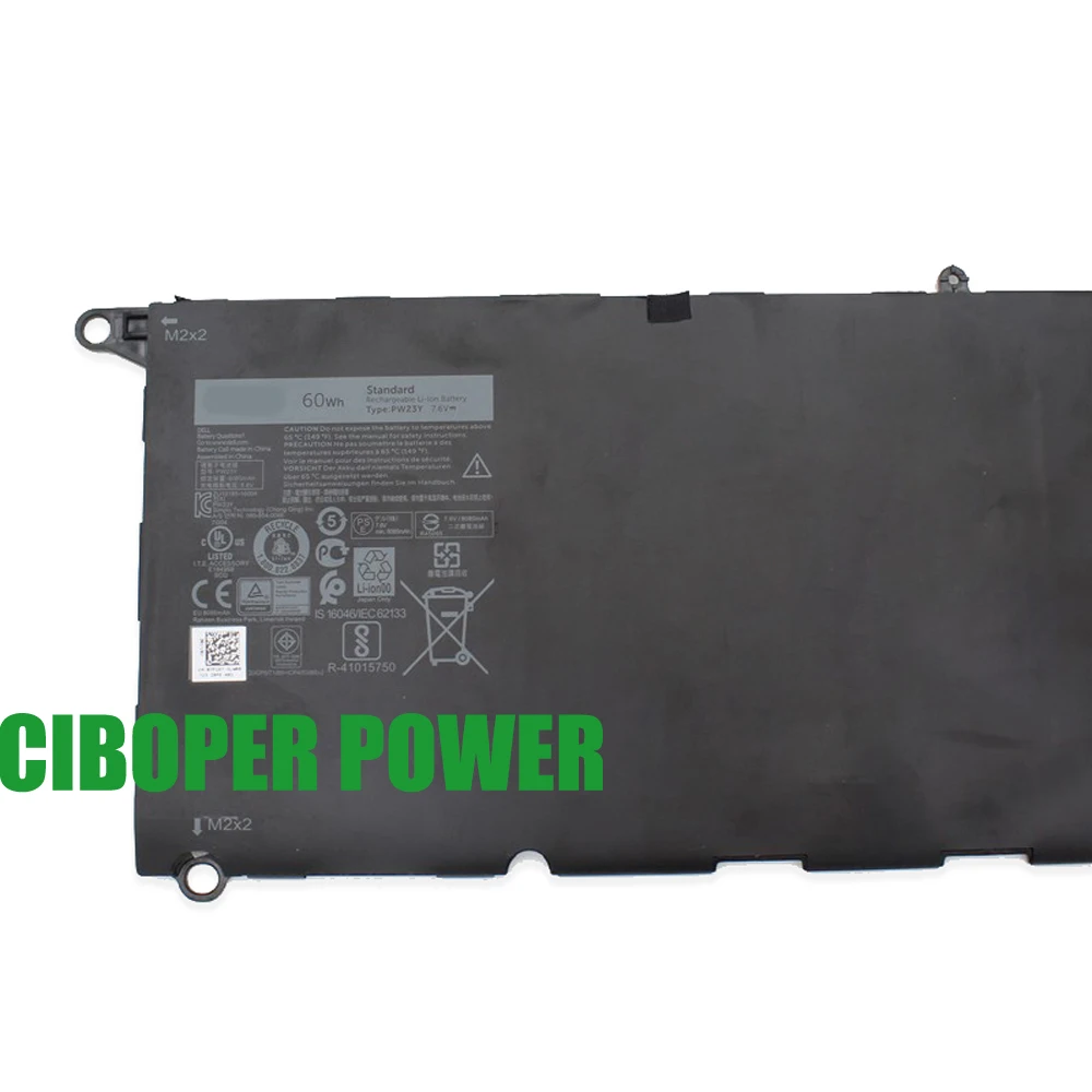 Фото CP Новый аккумулятор для ноутбука RNP72 TP1GT PW23Y 7,6 В/60 Втч для серии XPS 13, 9360, 13-9360 P54G P54G002 ноутбука №3