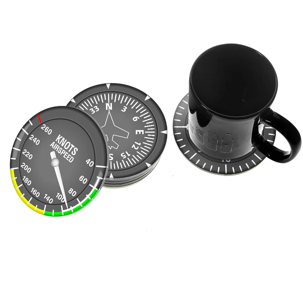set of 6 aircraft instrument coasters modern flight instruments cocktail coaster set navigator home bar decor aviator pilot gift free global shipping