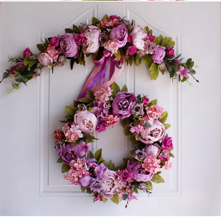 Пион искусственная гирлянда двери lintel Европейская настенная декоративная