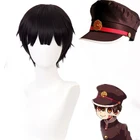 Парик Jibaku Shounen Hanako kun Yugi Amane, черный короткий парик с шапочкой для косплея, термостойкие волосы, парики для косплея + шапочка для парика