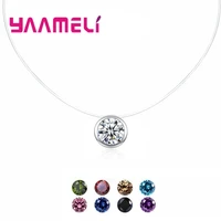 new trendy 925 sterling silver necklace collar geometric round cubic zircon rhinestone crystal neck jewelry for party