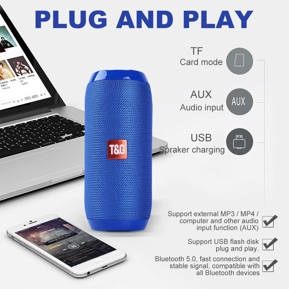 Портативный Bluetooth динамик беспроводной бас сабвуфер водонепроницаемые