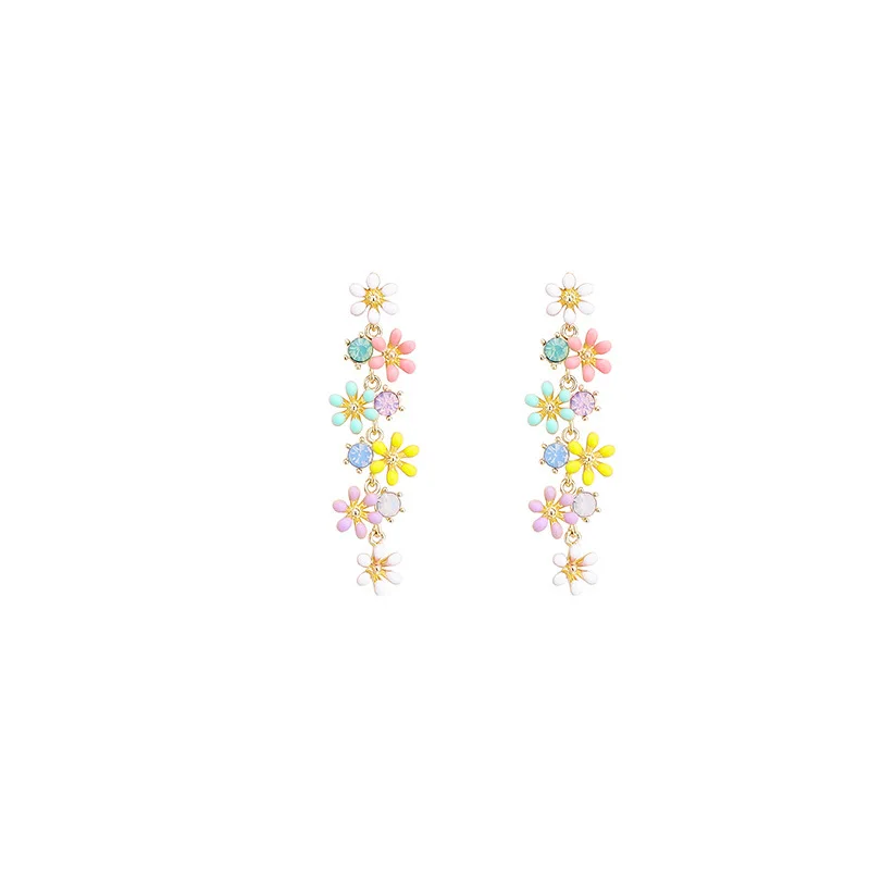 

Candy color flower earrings temperament show thin face tassel net red earrings color earrings