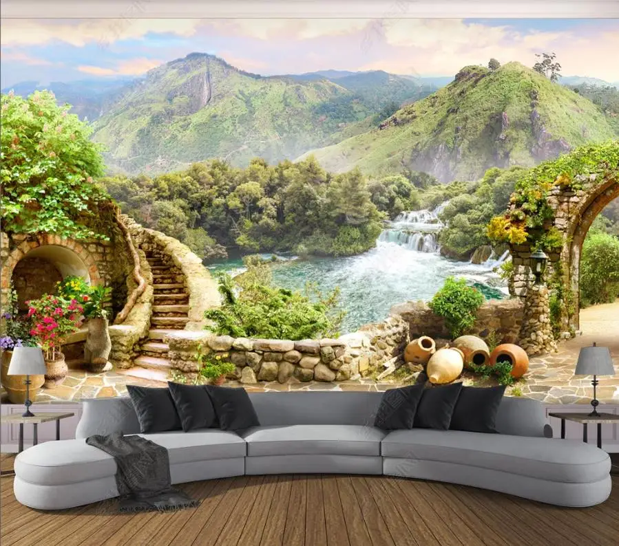 

Фотообои 3D в Европейском стиле, настенные бумаги с рисунком Landscap, домашний декор, обои для гостиной, для девушек