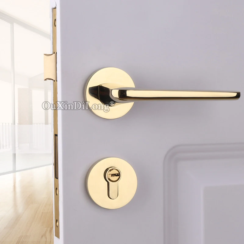 

Elegant Luxury European Mortise Door Locks Set Interior Living Room Bedroom Bathroom Mute Door Lever Lock With Key / No Key