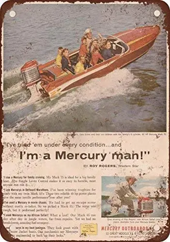 

Tin Sign New Aluminum Metal 1957 Mercury Outboard Boat Motors Retro 11.8 x 7.8 Inch